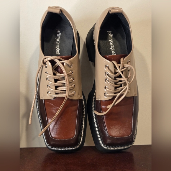 Jeffrey Campbell Tan and Brown Burgundy  Platform Shoes, Size 7.5 - Picture 8 of 14